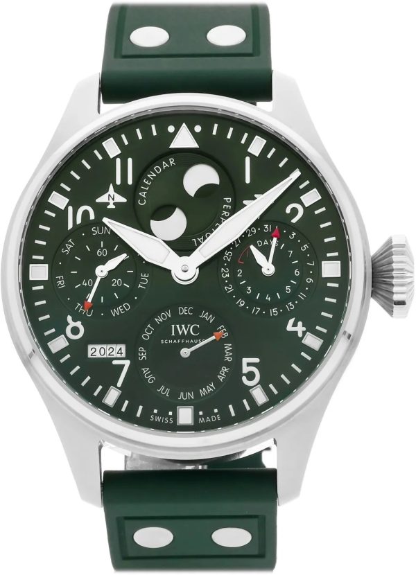 iwc herrklocka iw503608 big pilot grön/gummi ø46.2 mm
