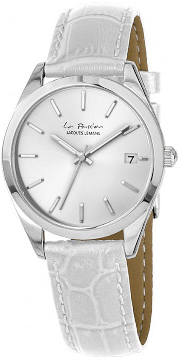 jacques lemans damklocka lp-132b la passion silverfärgad/läder ø34