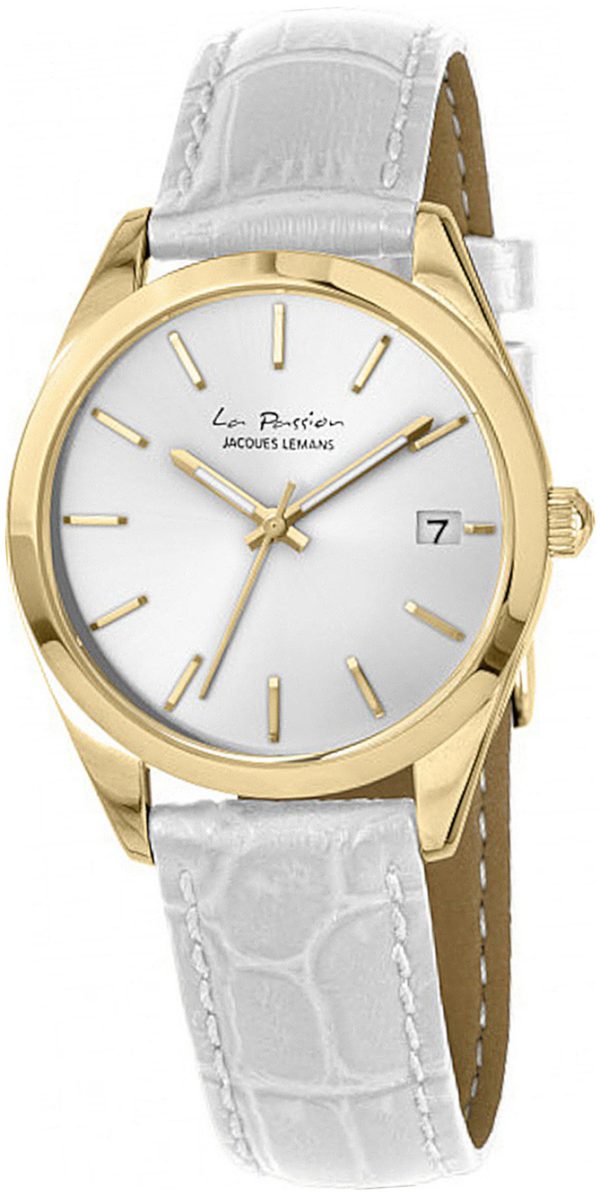 jacques lemans damklocka lp-132d la passion silverfärgad/läder ø34