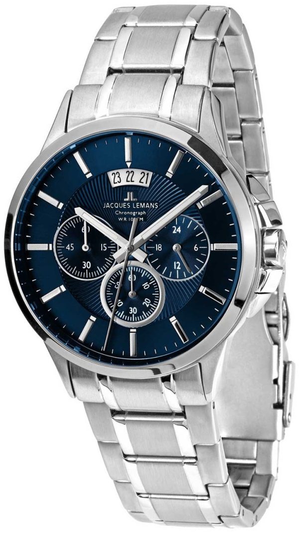 jacques lemans herrklocka 1-1542i sydney blå/stål ø42 mm