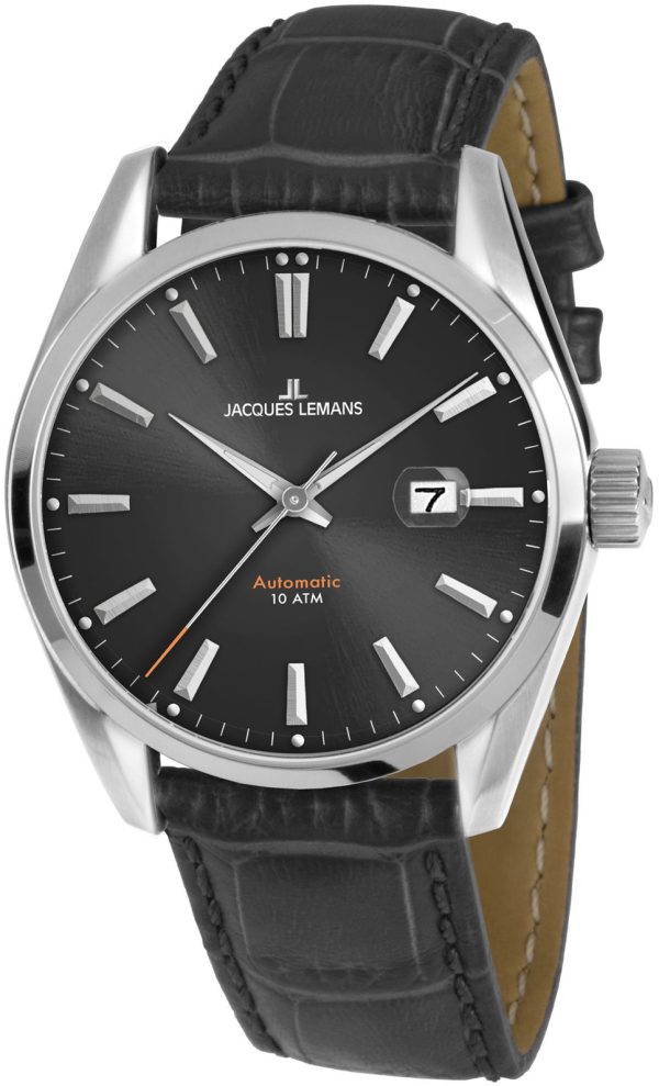 jacques lemans herrklocka 1-1846.1a derby grå/läder ø42 mm
