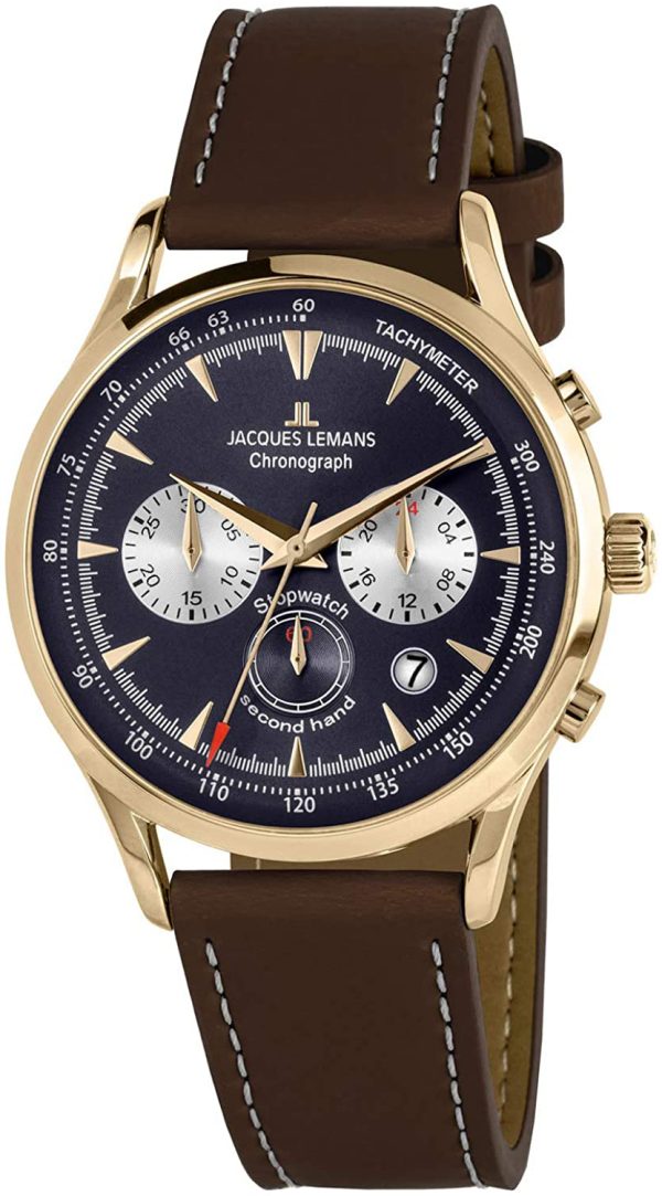 jacques lemans herrklocka 1-2068k retro classic blå/läder ø41 mm