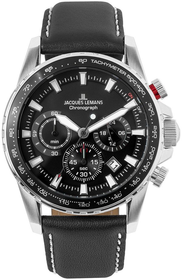 jacques lemans herrklocka 1-2099a liverpool svart/läder ø42 mm