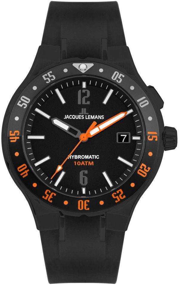 jacques lemans herrklocka 1-2109d hybromatic svart/gummi ø42 mm