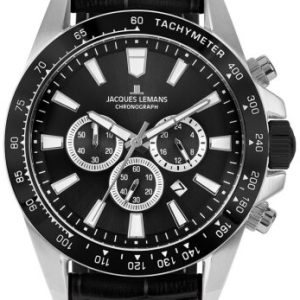 Jacques Lemans Herrklocka 1-2140A Liverpool Svart/Gummi Ø48 mm