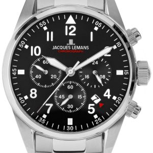 Jacques Lemans Herrklocka 42-2C Sport Svart/Stål Ø42 mm