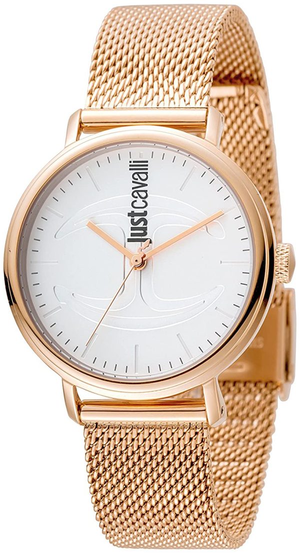 just cavalli damklocka jc1l012m0085 vit/roséguldstonat stål ø34 mm