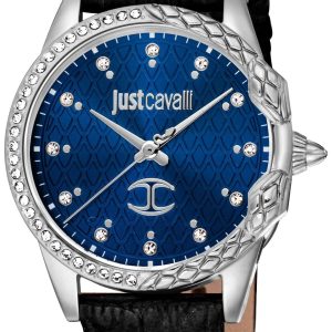 Just Cavalli Damklocka JC1L095L0315 Animalier Diva Blå/Läder Ø32 mm