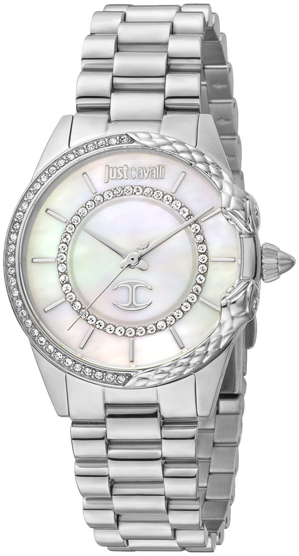 just cavalli damklocka jc1l095m0245 vit/stål ø32 mm