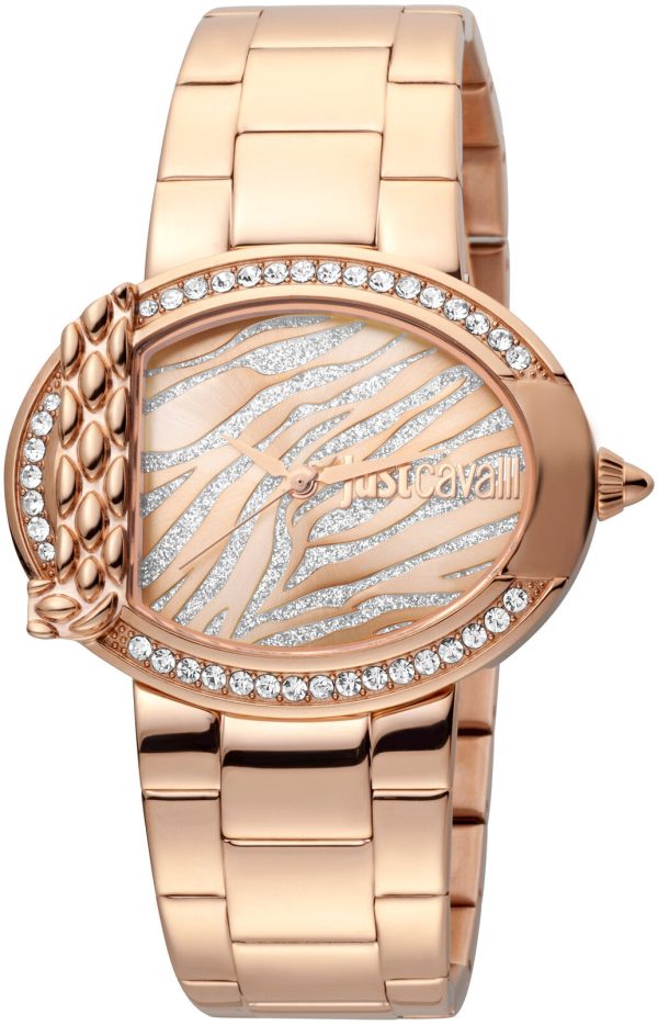 just cavalli damklocka jc1l111m0095 flerfärgad/roséguldstonat stål
