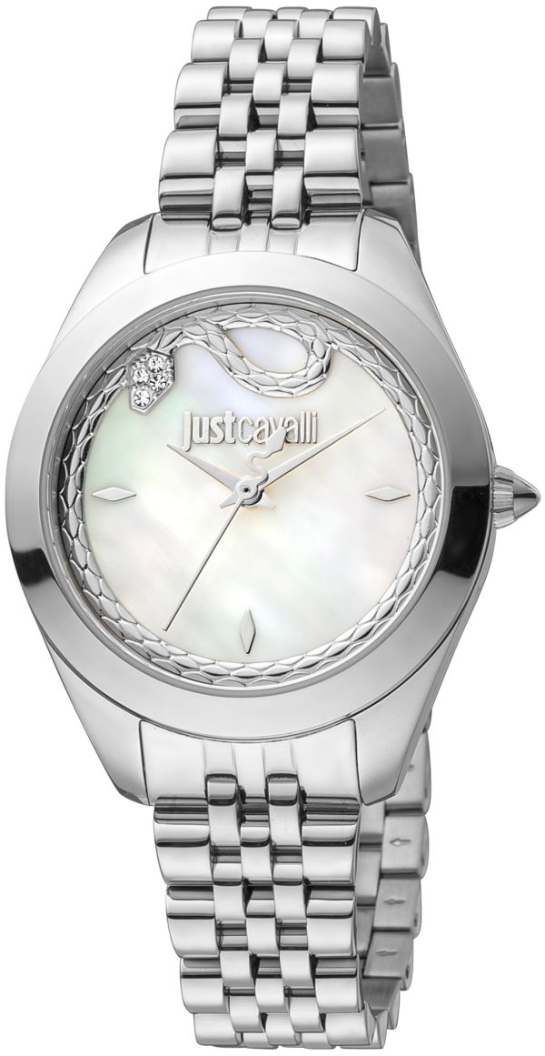 just cavalli damklocka jc1l210m0245 finezza vit/stål ø32 mm