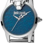 just cavalli damklocka jc1l220m0225 glam chic blå/stål ø32 mm