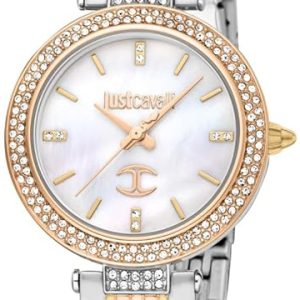 Just Cavalli Damklocka JC1L274M0095 Savoca Vit/Roséguldstonat stål