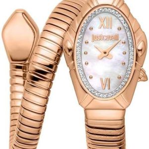 Just Cavalli Damklocka JC1L357M0045 Lirica Vit/Roséguldstonat stål
