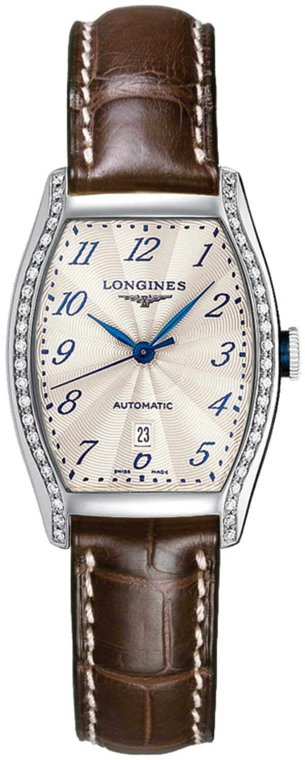 longines damklocka l2.142.0.70.4 evidenza silverfärgad/läder