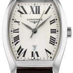 longines damklocka l2.155.4.71.5 evidenza vit/läder 23.3x19.6 mm