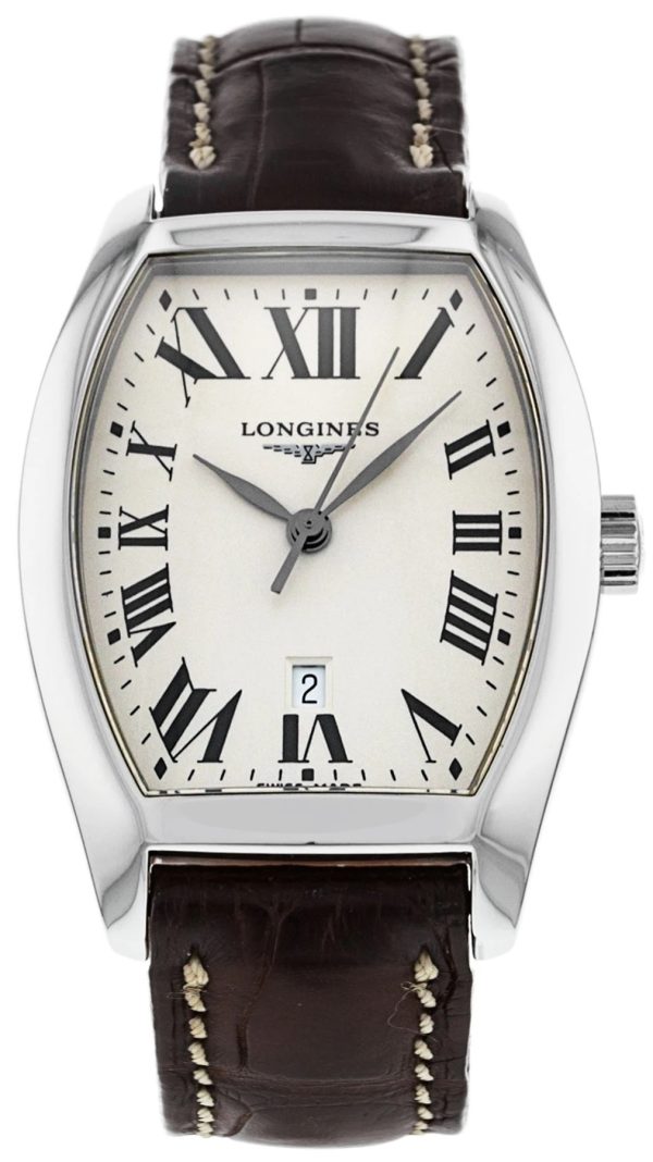 longines damklocka l2.155.4.71.5 evidenza vit/läder 23.3x19.6 mm