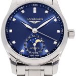longines damklocka l2.409.4.97.6 master blå/stål ø34 mm