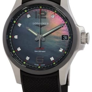 Longines Damklocka L3.319.4.88.9 Conquest V.H.P. Svart/Gummi Ø36 mm