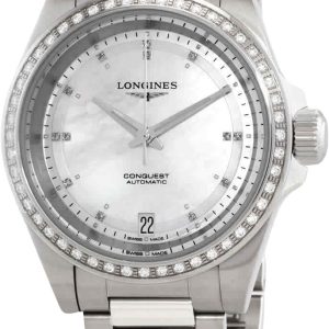 Longines Damklocka L3.430.0.87.6 Conquest Vit/Stål Ø34 mm