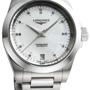 Longines Damklocka L3.430.4.87.6 Conquest Vit/Stål Ø34 mm