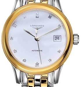 Longines Damklocka L4.374.3.27.7 Flagship Vit/Gulguldtonat stål Ø30