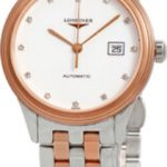 longines damklocka l4.374.3.99.7 flagship vit/roséguldstonat stål