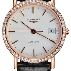 Longines Damklocka L4.378.9.12.4 Elegant Vit/Läder Ø27.2 mm