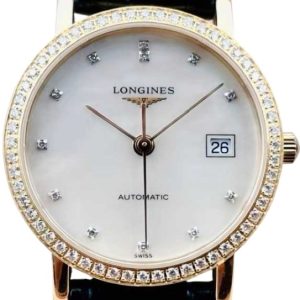 Longines Damklocka L4.378.9.87.4 Elegant Vit/Läder Ø27.2 mm