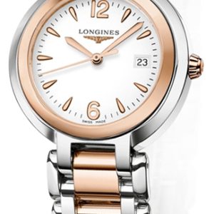Longines Damklocka L8.112.5.16.6 PrimaLuna Vit/18 karat roséguld