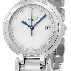 Longines Damklocka L8.114.4.87.6 PrimaLuna Vit/Stål Ø34 mm