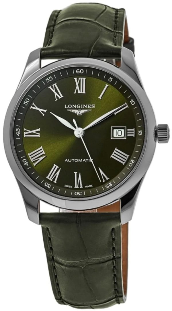longines herrklocka l2.793.4.09.2 master grön/läder ø40 mm