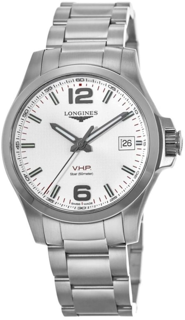 longines herrklocka l3.716.4.76.6 conquest silverfärgad/stål ø41 mm