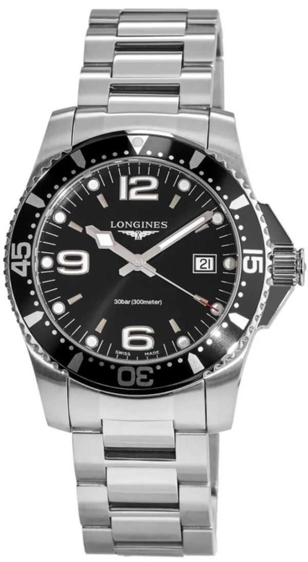 longines herrklocka l3.740.4.56.6 hydroconquest svart/stål ø41 mm