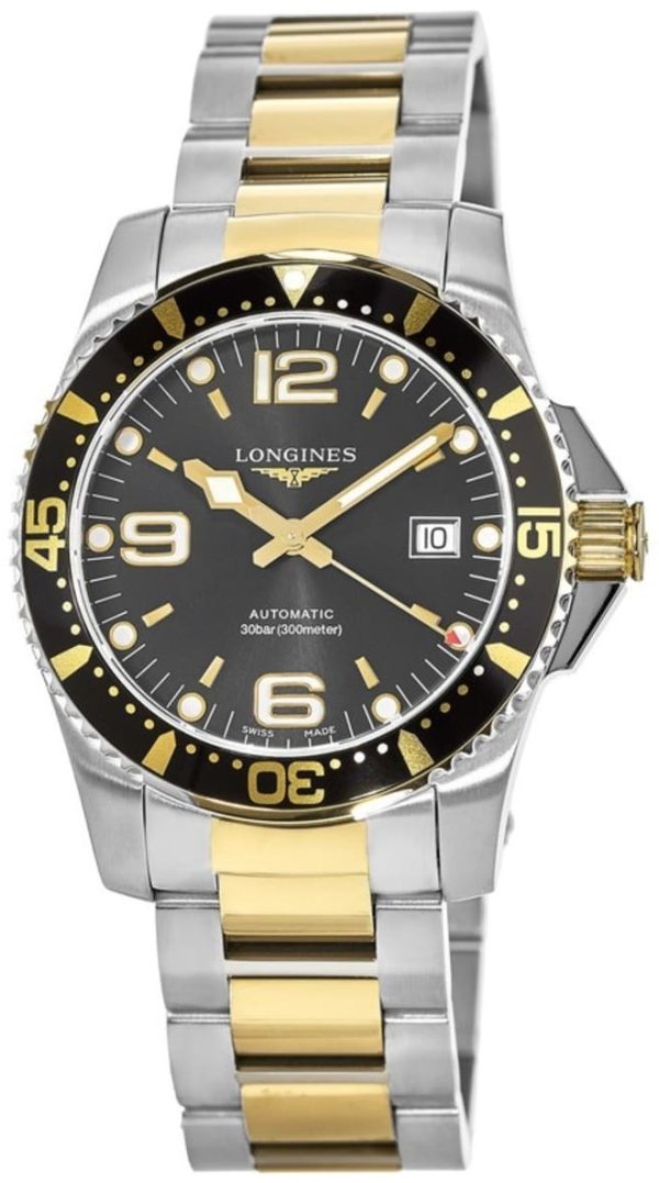 longines herrklocka l3.742.3.56.7 hydroconquest svart/gulguldtonat