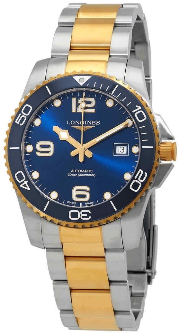 longines herrklocka l3.781.3.96.7 hydroconquest blå/stål ø41 mm