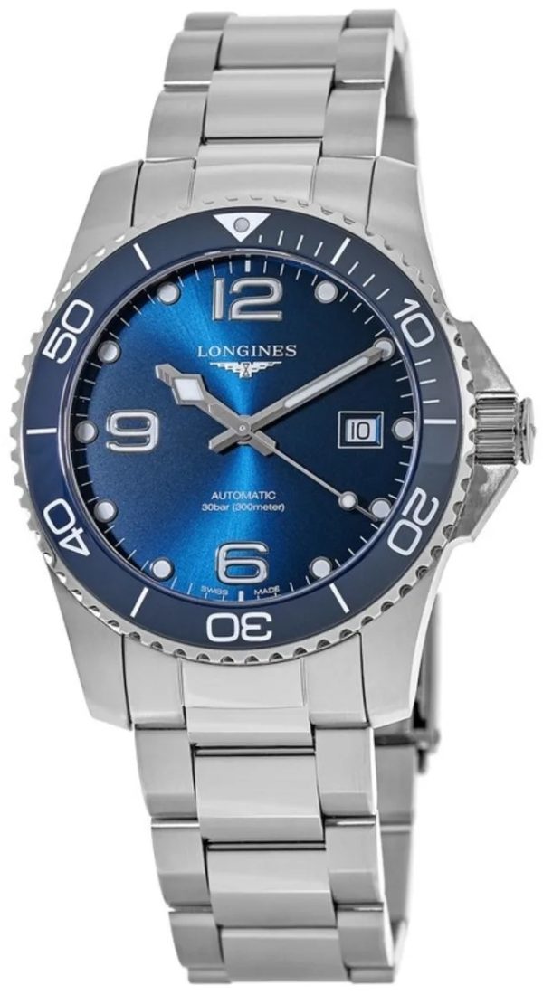 longines herrklocka l3.781.4.96.6 hydroconquest blå/stål ø41 mm