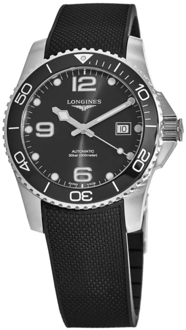 longines herrklocka l3.782.4.56.9 hydroconquest svart/gummi ø43 mm
