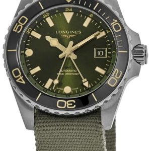 Longines Herrklocka L3.790.4.06.2 Hydroconquest Grön/Textil Ø41 mm