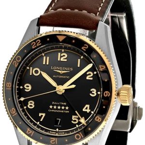 Longines Herrklocka L3.802.5.53.2 Spirit Zulu Time Svart/Läder Ø39