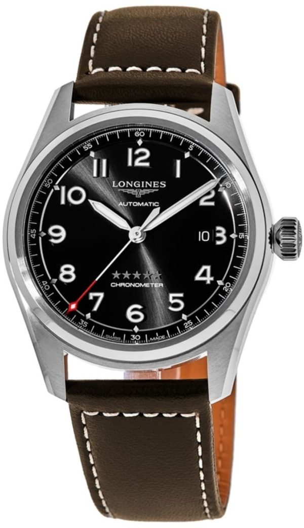 longines herrklocka l3.810.4.53.0 spirit svart/läder ø40 mm