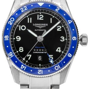 Longines Herrklocka L3.812.4.59.6 Spirit Zulu Time Svart/Stål Ø42 mm