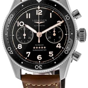 Longines Herrklocka L3.821.4.53.2 Spirit Flyback Svart/Läder Ø42 mm