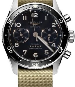 Longines Herrklocka L3.821.4.53.9 Spirit Flyback Svart/Textil Ø42 mm