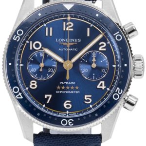 Longines Herrklocka L3.821.4.93.2 Spirit Flyback Blå/Textil Ø42 mm