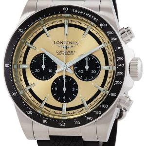 Longines Herrklocka L3.835.4.32.9 Conquest Guld/Gummi Ø42 mm