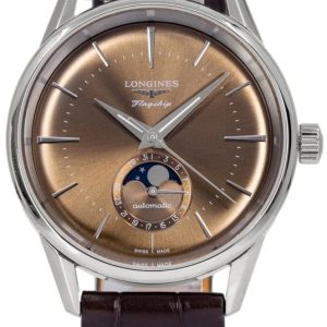 Longines Herrklocka L4.815.4.62.2 Flagship Heritage Brun/Läder