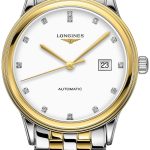 longines herrklocka l4.984.3.27.7 flagship vit/gulguldtonat stål