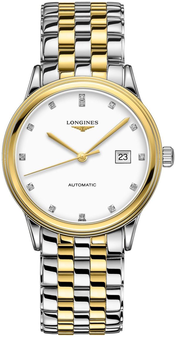 longines herrklocka l4.984.3.27.7 flagship vit/gulguldtonat stål