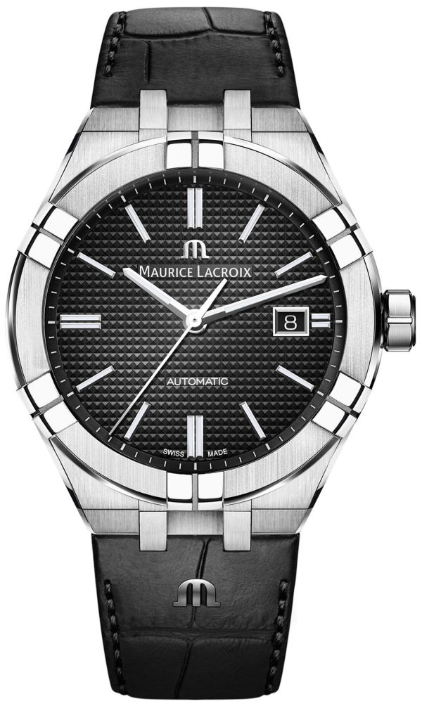 maurice lacroix herrklocka ai6008-ss001-330-1 aikon svart/läder ø42